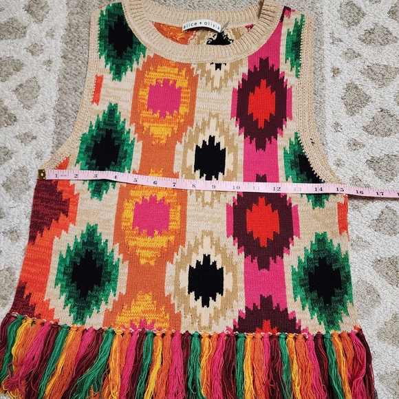 Alice + Olivia Reva Fringe Crochet Peplum Top - Picture 6 of 9